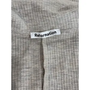 Reformation Womens Bodysuit Beige Rita Ribbed High Leg Button Down Henley XL thumbnail 3