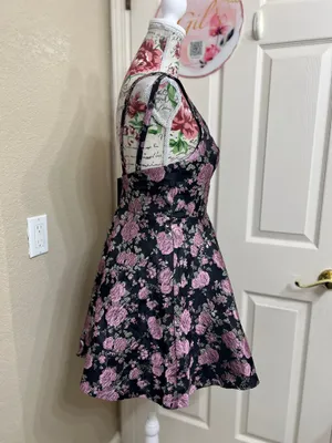 Lulus Beauty of Botany Black Floral Jacquard Skater Dress thumbnail 3
