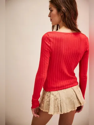 NWT Free People Tilly Long Sleeve Cardi-High Risk Red thumbnail 3