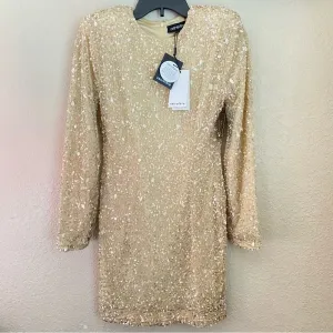 RETROFÊTE Nikki Sequin Long Sleeve Minidress in Sea Shell Size Small NWT‎ thumbnail 5
