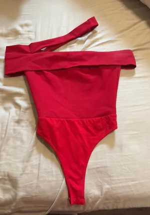 superdown Red Off Shoulder Bodysuit thumbnail 1