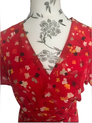 Realisation Par The Teale Rouge Fleur 100% Silk Wrap Dress XL thumbnail 7