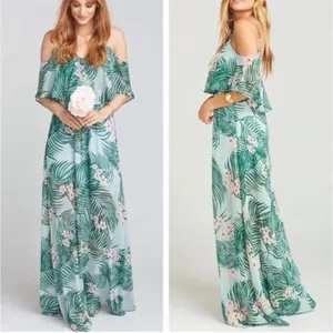 Show Me Your MuMu Caitlin Ruffle Maxi Dress Floral Hanalei Dream Tropical XS thumbnail 2