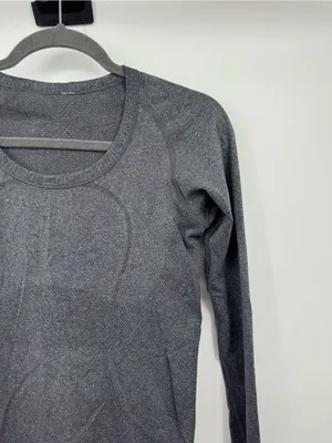 Lululemon‎ Swiftly Tech Long Sleeve Crew Heathered Black Size 6 Seamless thumbnail 5