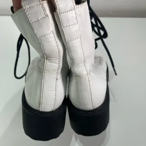 Steve Madden Combat Boots Women 5.5M Tornado White Round Toe Lace Up/Zip Moto thumbnail 6