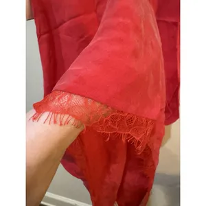 AG Adriano Goldschmied Red Midi Silky Skirt‎ with Lace Trim Size Small NEW thumbnail 4