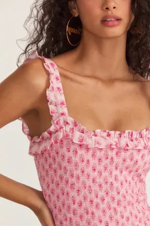 Love Shack Fancy Dress Mini Floral Pink thumbnail 4