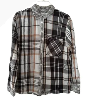 Aerie Plaid Button Up Shirt‎ Long Sleeve Gauze Women's Small thumbnail 1