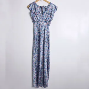 NWT Altar'd State Blue Floral Dress Silky Feel Flutter Sleeves Medium Romantic‎ thumbnail 2