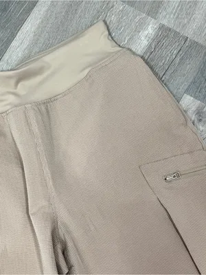 Sage Collective Textured Cargo Pocket Crop Pants Kahki Tan Small Utility Casual thumbnail 4