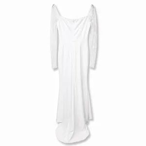 Lulus Lux Bridal NWOT Anabella White Off-the-Shoulder Mermaid Maxi Wedding Dress thumbnail 9