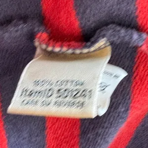 LL Bean Sweatshirt Katahdin Logo Cotton Stripe Henley‎ Pullover Navy Red L Rugby thumbnail 4
