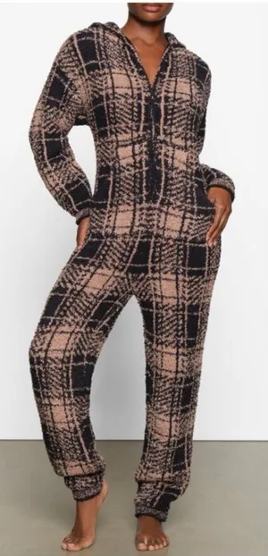 Skims Cozy Knit Plaid Jumpsuit Romper thumbnail 1