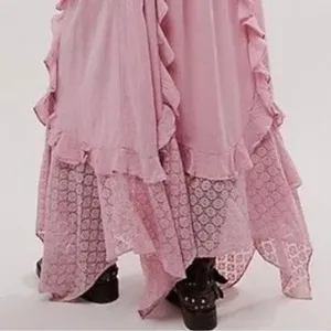 Free People Ethereal Bohemian Bring The Romance Midi Maxi Dress Blush Pink Small thumbnail 11