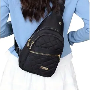 Contemporary Multiple‎ Compartment Sling Bag Handbag Crossbody Black Audio Port thumbnail 2