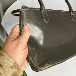 HOBO taupe‎ brown leather handbag medium size thumbnail 2