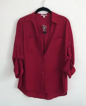 Express Portofino Office Work Blouse Shirt Small Red thumbnail 1