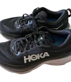 Hoka one Bondi 8 women’s running shoes size 9 black and white thumbnail 1