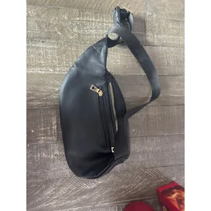 Unbranded Black‎ Faux Leather Zipper Bum Bag Leopard Print Lined thumbnail 2