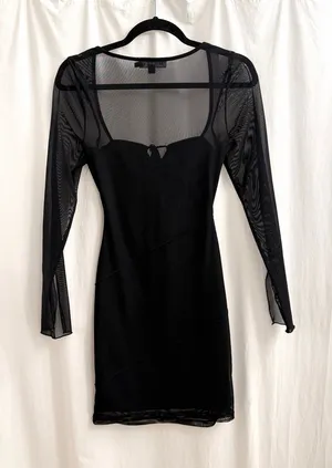 Motel Rocks Black Mesh-Panel Mini Dress thumbnail 1