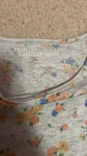 American Eagle floral waffle knit baby tee thumbnail 2