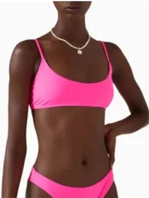 NEW Good American Deep Scoop Bikini Top Knockout Pink Women’s Small thumbnail 1