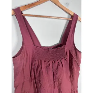Maeve Peplum Tank Top Womens Large Burgundy Boho Smocked Cottage Flowy Date thumbnail 4