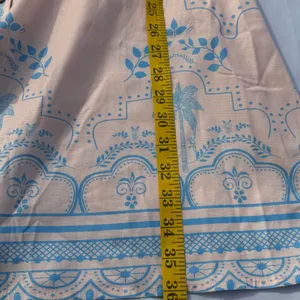 YOZY Pink Blue Palm Print Shirt Dress Belted Linen Blend Size L (8-10) thumbnail 7