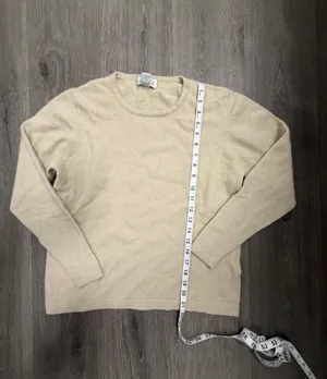 Sutton Studio 100 Cashmere Beige Tan Crewneck Sweater Long Sleeve Womens Large thumbnail 6