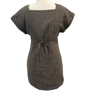 VTG Paul & Joe‎ Brown Tweed Wool Blend Shift Dress Size Small Heritage Preppy thumbnail 3