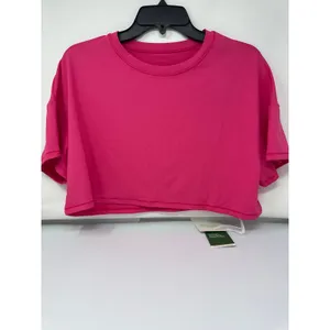 Brand New Halara Women's M Short Sleeve Cropped Loose Dance Sports Top Pink thumbnail 3