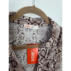 NEW Intempo Brown Snakeskin Blouse Crop Slinky Chic Boho Office Formal Large thumbnail 4
