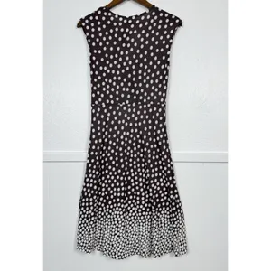 LASCANA Polka Dot Faux Wrap Midi Dress 6 Brown White Retro Pinup thumbnail 4