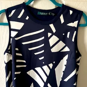Lauren Ralph Lauren Women's Navy/White Mixed Media Shift‎ Sweater Dress Size S thumbnail 4