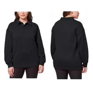 Mondetta Collared Fleece Pullover Top NWT Women's Size Large Black thumbnail 2