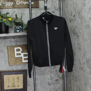 NWT Reebok Womens Banded Track Jacket IT5643 Black / White S thumbnail 7