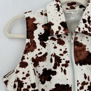 No Comment Cow Print Vest Women S Brown White Zip Front Western Cowgirl Y2K thumbnail 4