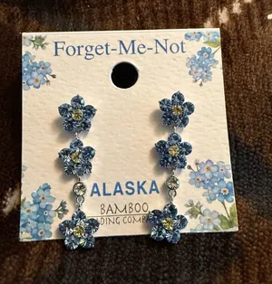 Alaska Bamboo Trading Company Forget-Me-Not Crystal Flower Dangle Earrings thumbnail 1