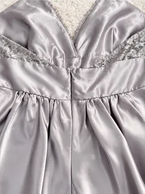 Vintage 90s Y2K F.I.E.S.T.A. Sequin Halter Mini Dress + Shawl – Silver – S thumbnail 11