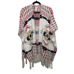 Free People Canyonland Fringe Aztec Kimono Sweater Wrap One Size Western Boho thumbnail 4