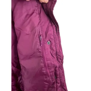Lands' End Women's Jacket Puffer Coat XS Down Maroon Magenta Removable Hood Midi thumbnail 11
