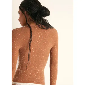 Free People Night Sky Long Sleeve Sparkly Top Argan Oil M/L thumbnail 5