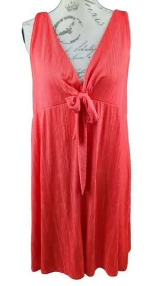 Zara NWOT Sleeveless Front Knot Dress in Red Medium‎ thumbnail 1