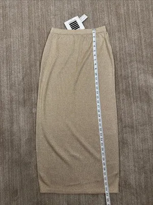 Christine Thomson Gold Unlined Deadstock Midi Skirt Vintage Women Size Medium thumbnail 4