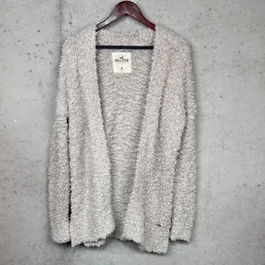Hollister fuzzy Sherpa cardigan sz M thumbnail 2