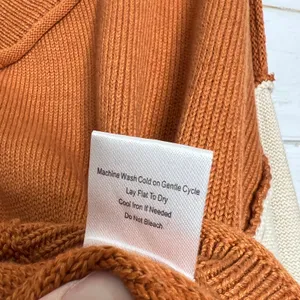 Pol Colorblock Boho V-Neck Knit Sweater Slouchy Pullover Rust Orange Size Small thumbnail 8
