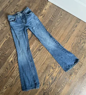 Zara high waisted mini flare rigid denim jean pants size 4, 25” Jean thumbnail 1