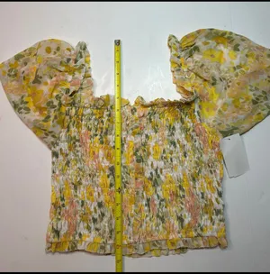 Floral Smocked puff sleeve top thumbnail 3