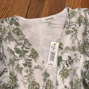 NWT max studio Georgette green garden Floral Ruffle midi maxi dress size S thumbnail 5