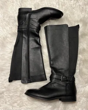 A New Day Black Faux Leather Tall Riding Boots Target Size 10 Buckle detail thumbnail 1